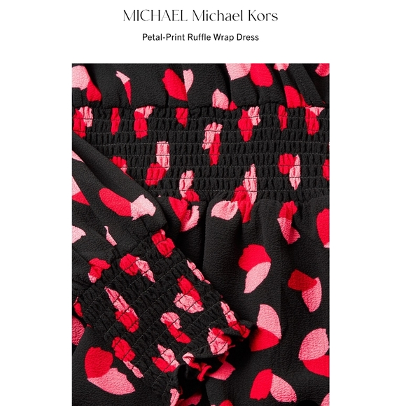 NWT Michael Kors Petal-Print Ruffle Wrap Dress - Picture 4 of 5